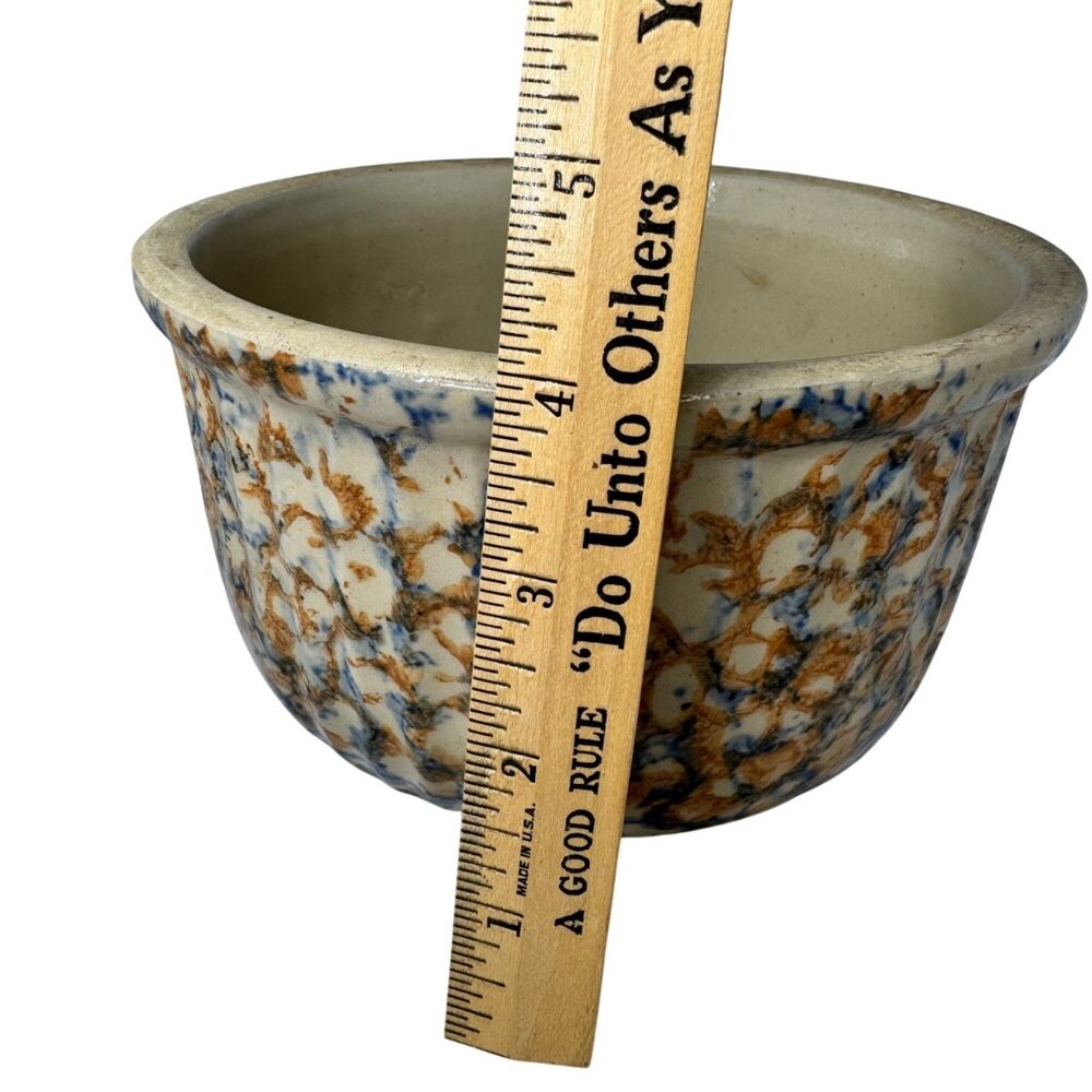Redwing Spongeware Stoneware Bowl Speckled Vintage Ceramic 7" Diameter Crock A - Picture 9 of 12